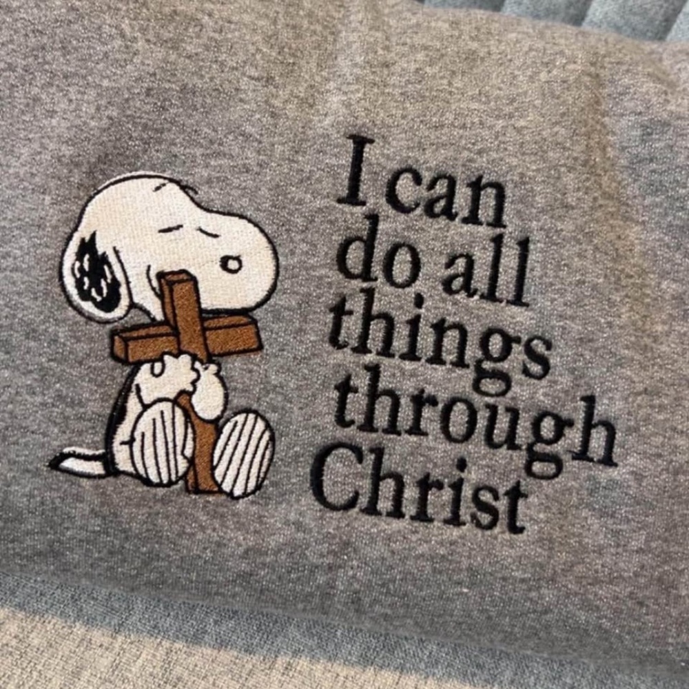 Snoopy Jesus Christ Embroidered sweater